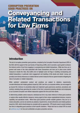 Corruption Prevention Good Practices on Conveyancing and Related Transactions for Law Firms